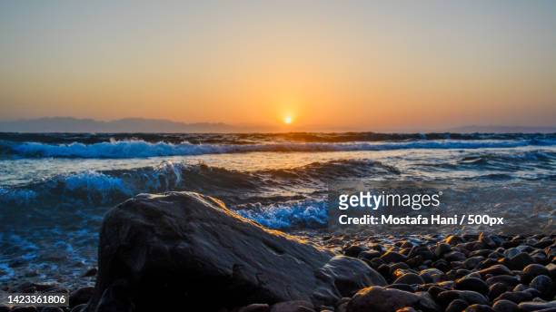 scenic view of sea against clear sky during sunset,south sinai governorate,egypt - tourism in south sinai stock pictures, royalty-free photos & images