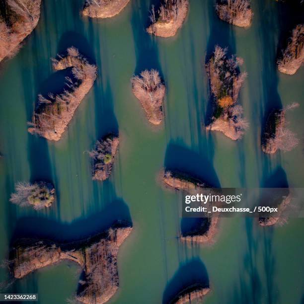 aerial view of lake,monteils,occitanie,france - luchtfoto ストックフォトと画像