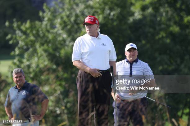 Former President Donald Trump golfs at Trump National Golf Club September 13, 2022 in Sterling, Virginia.