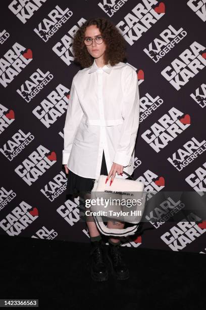 Ella Emhoff attends a celebration of the "Cara Loves Karl" capsule collection at Saga on September 12, 2022 in New York City.