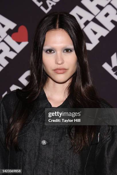 Amelia Gray attends a celebration of the "Cara Loves Karl" capsule collection at Saga on September 12, 2022 in New York City.