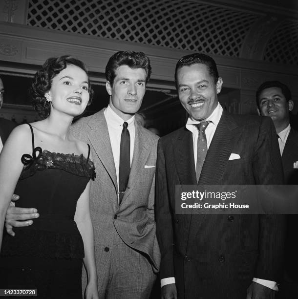 American actress and singer Alice Kelly, American actor Hugh O'Brian , and American singer and bandleader Billy Eckstine attend the after party which...