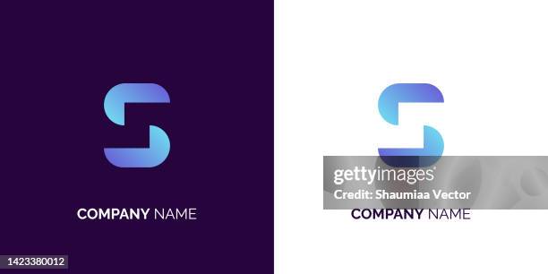 modernes geometric letter r-logo mit blauen und weißen farben, isoliert auf schwarzem hintergrund. verwendbar für business-, branding- und technologie-logos. flaches vektor-logo-design-template-element - letter s stock-grafiken, -clipart, -cartoons und -symbole