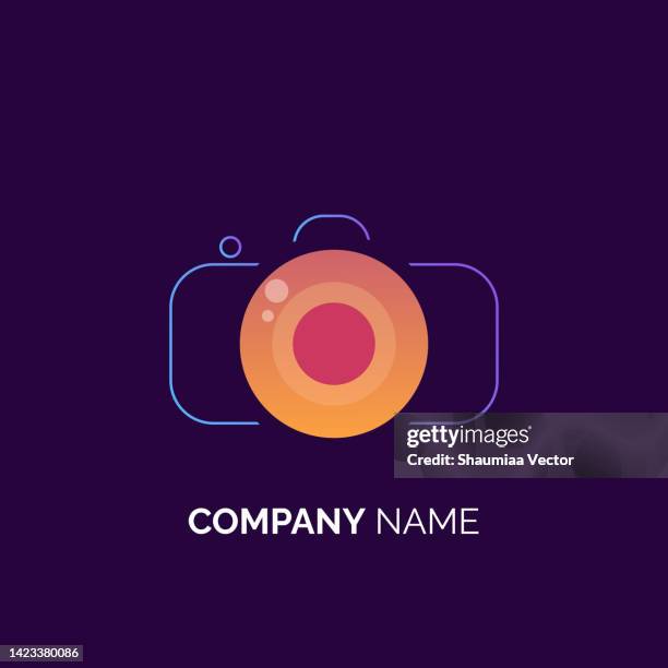 elegant gradient colourful camera lens and eye logo design - photography logo stock illustrations