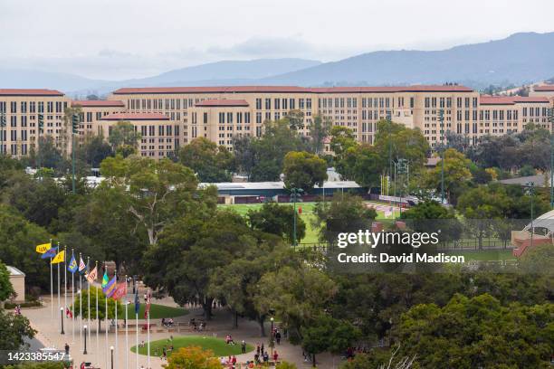 General view of the campus of Stanford University as seen from Stanford Stadium on the day of a Pac-12 college football game between the USC Trojans...