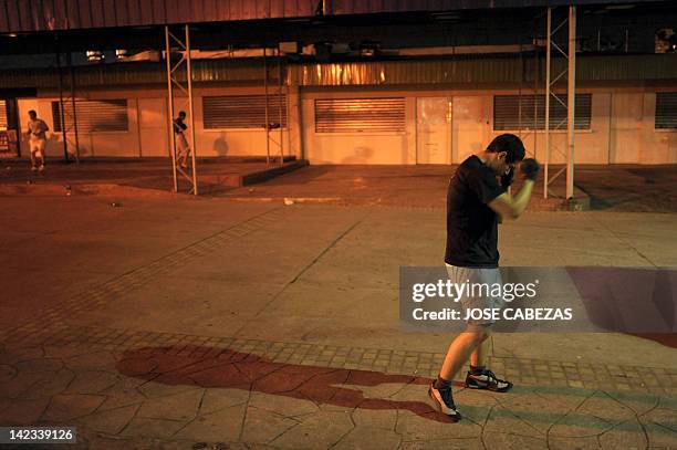 Fighter warms up before the Sambo -martial art created in the former Soviet Union for the defense of the soldiers- "Combat Territory" Tournament in...