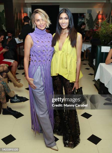 Arielle Kebbel and Pritika Swarup attend the Aknvas Fashion Show during the 2022 New York Fashion Show at Indochine on September 13, 2022 in New York...