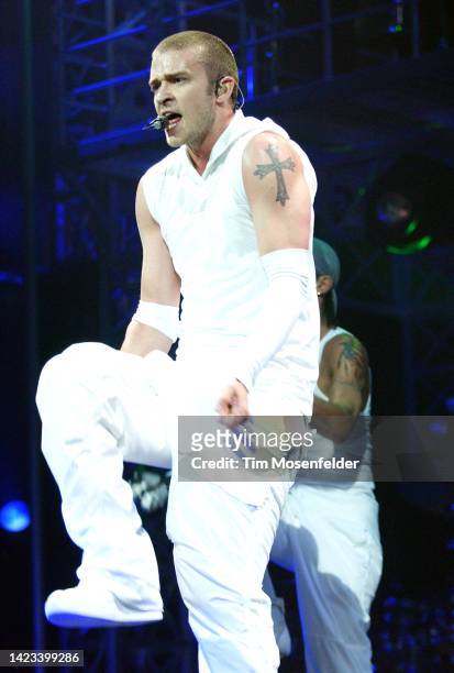 Justin Timberlake performs at HP Pavilion on June 14, 2003 in San Jose, California.