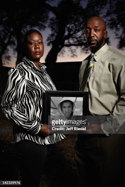 Sybrina Fulton and Tracy Martin, parents of slain Florida teen Trayvon Martin, are photographed for People Magazine on March 25, 2012 at the Westin...