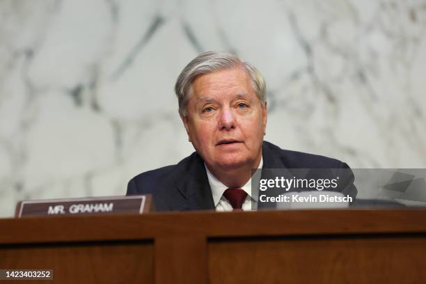 Sen. Lindsey Graham questions Peiter “Mudge” Zatko, former head of security at Twitter, during a Senate Judiciary Committee on data security at...