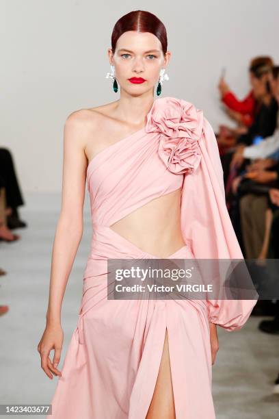 Model walks the runway during the Carolina Herrera Ready to Wear Spring/Summer 2023 fashion show as part of the New York Fashion Week on September...