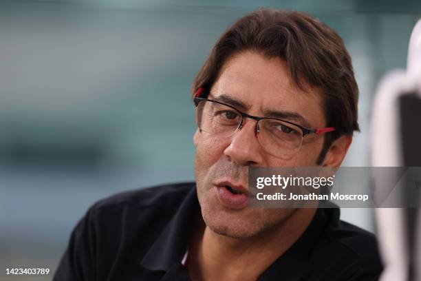 Manuel Rui Costa SL benfica President reacts during the training session ahead of their UEFA Champions League group H match against Juventus at...