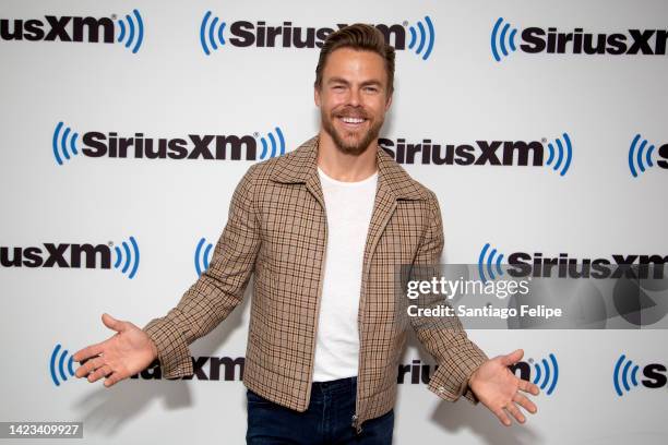 Derek Hough visits SiriusXM Studios on September 13, 2022 in New York City.