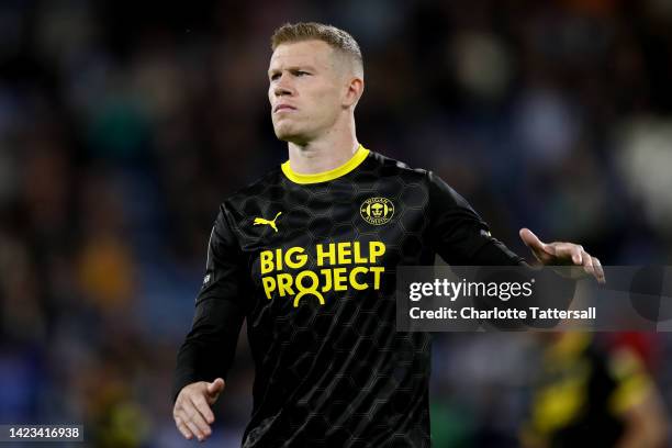 James McClean of Wigan Athletic reacts during the Sky Bet Championship between Huddersfield Town and Wigan Athletic at John Smith's Stadium on...