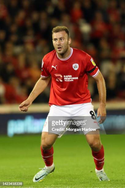 Herbie Kane of Barnsley in action during the Sky Bet League One between Barnsley and Port Vale at Oakwell Stadium on September 13, 2022 in Barnsley,...