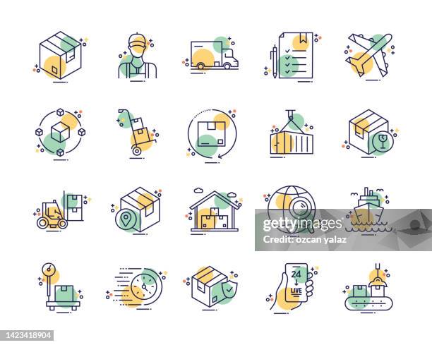 delivery line icon concept. - lorry driver stock illustrations
