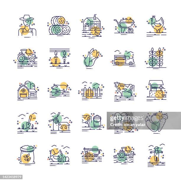 farming and agriculture  line icon concept. - dairy farming stock illustrations