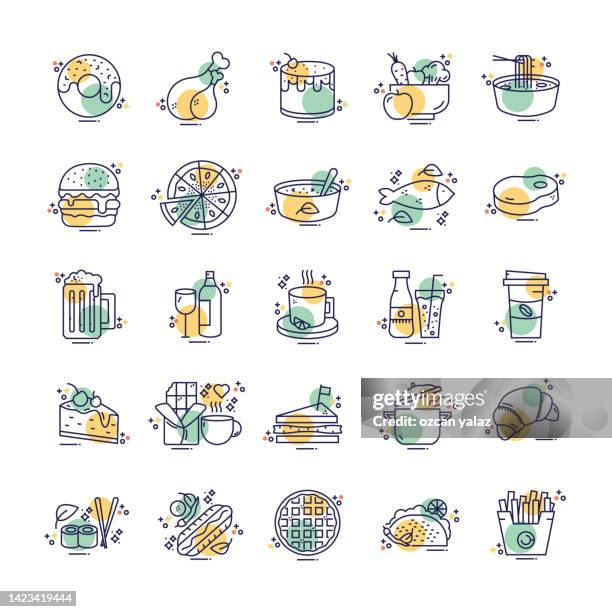 food and drink line icon konzept. - sushi koch stock-grafiken, -clipart, -cartoons und -symbole