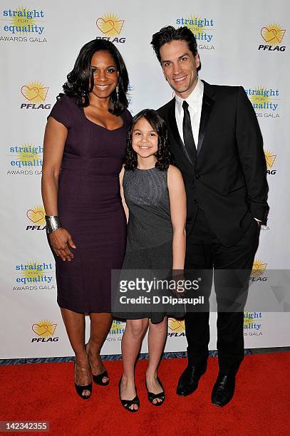Actress Audra McDonald and daughter Zoe Madeline Donovan with actor Will Swenson attend PFLAG National's 2012 Straight For Equality Awards Gala at...