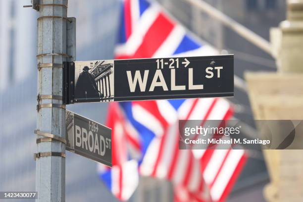 The Wall Street street sign is seen at the New York Stock Exchange during afternoon trading on September 13, 2022 in New York City. U.S. Stocks...