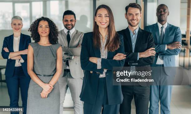 portrait of business team - authority stockfoto's en -beelden