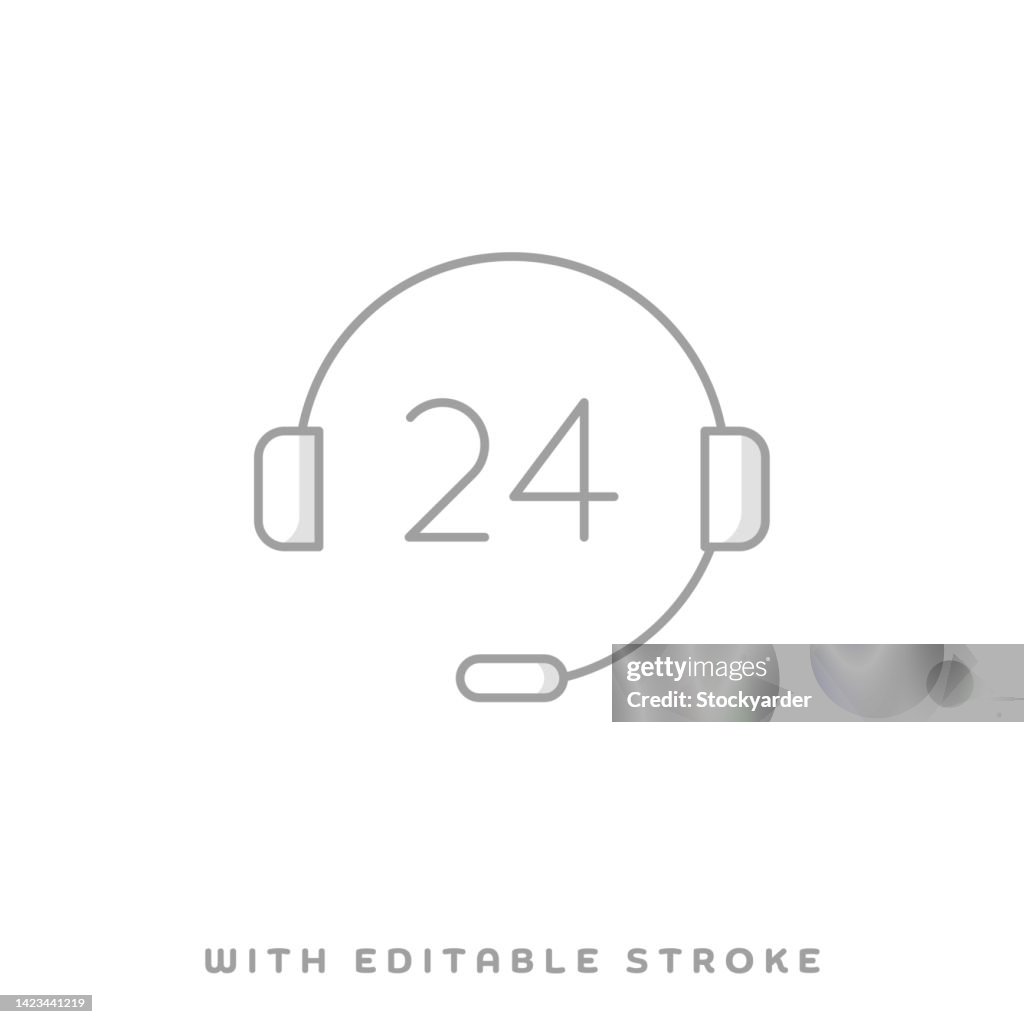 Support concept line icon with shadow. The vector illustration is outline style, pixel perfect, suitable for web and print with editable stroke.