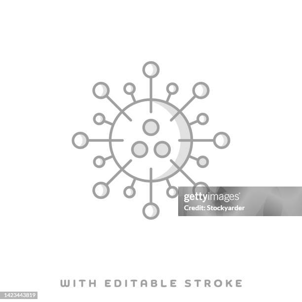 virus concept line icon with shadow. the vector illustration is outline style, pixel perfect, suitable for web and print with editable stroke. - aids stock illustrations