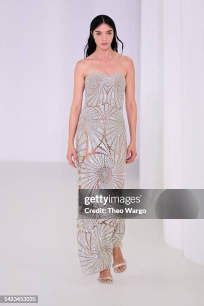 Model walks the runway for the Jonathan Simkhai fashion show during September 2022 New York Fashion Week: The Shows on September 13, 2022 in New York...