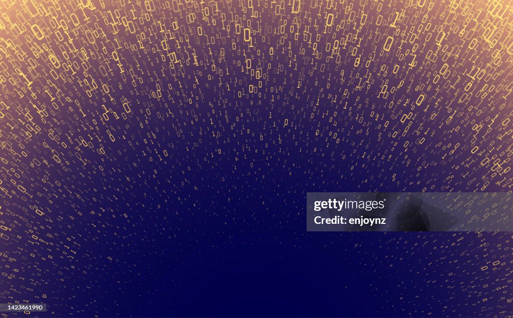 Abstract Golden Binary Explosion Data Background Technology Vector ...