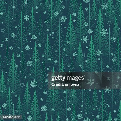 Seamless green winter forest background Seamless green winter forest background