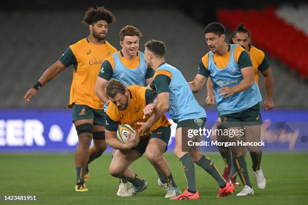 James Slipper of the Wallabies trains during the Australian Wallabies captain's run at Marvel Stadium on September 14, 2022 in Melbourne, Australia.