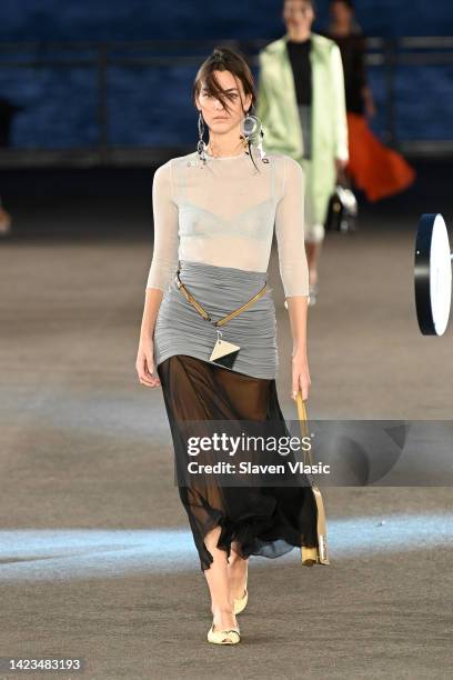 Model walks the runway during Tory Burch - Spring/Summer 2023 New York Fashion Week on September 13, 2022 in New York City.