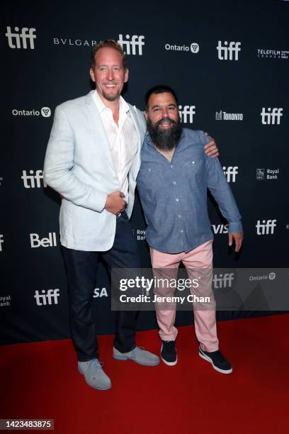 Zack Schiller and Andrew Miano attend the "Moving On" Premiere during the 2022 Toronto International Film Festival at Roy Thomson Hall on September...