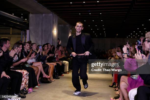 Designer Christian Cowan walks the runway for the Christian Cowan fashion show during September 2022 New York Fashion Week: The Shows at 100 Vandam...