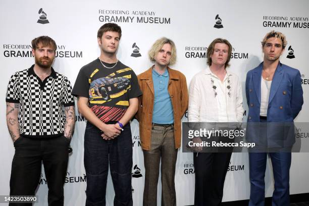 Tom Coll, Grian Chatten, Conor Deegan III, Conor Curley, and Carlos O'Connell of Fontaines D.C. Attend Spotlight: Fontaines D.C. At The GRAMMY Museum...