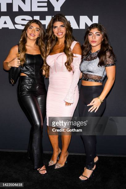 Gia Giudice, Teresa Giudice and Audriana Giudice attend the Boohoo X Kourtney Kardashian fashion show during New York Fashion Week: The Shows on the...