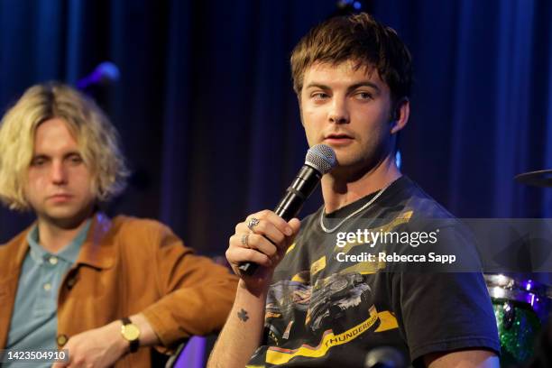 Conor Deegan III and Grian Chatten of Fontaines D.C. Speak onstage at Spotlight: Fontaines D.C. At The GRAMMY Museum on September 13, 2022 in Los...