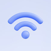 3D render wi fi icon isolated on purple background vector illustration.
