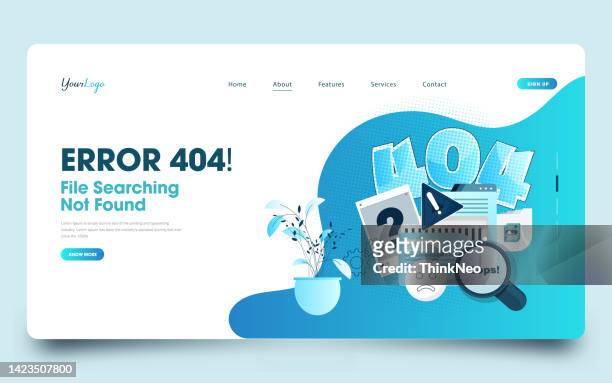 stockillustraties, clipart, cartoons en iconen met 404 error page or file not found web page design - 404 error