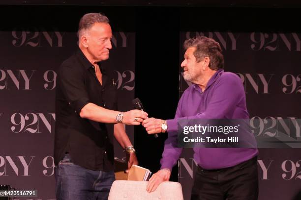 Bruce Springsteen interviews Jann Wenner about his new memoir "Like a Rolling Stone" at 92NY on September 13, 2022 in New York City.