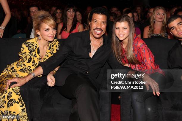 Personality Nicole Richie, singer Lionel Richie and Sofia Richie attend Lionel Richie and Friends in Concert presented by ACM held at the MGM Grand...