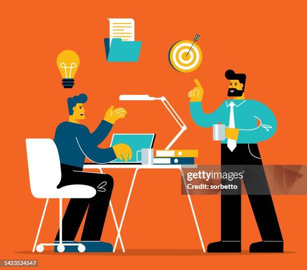 data analysis - business - ceo talking stock illustrations