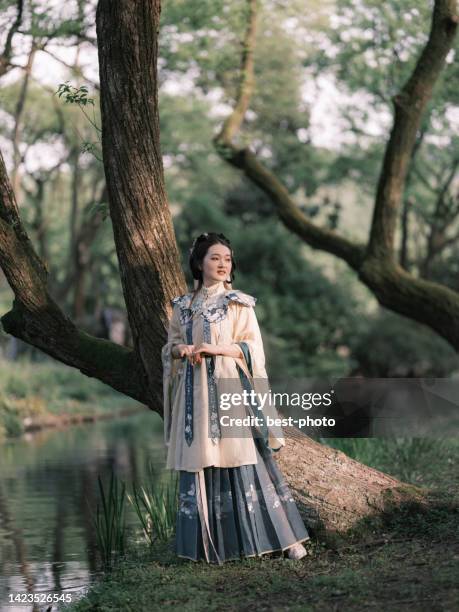 girl wearing ancient chinese clothes - bestphoto stock pictures, royalty-free photos & images