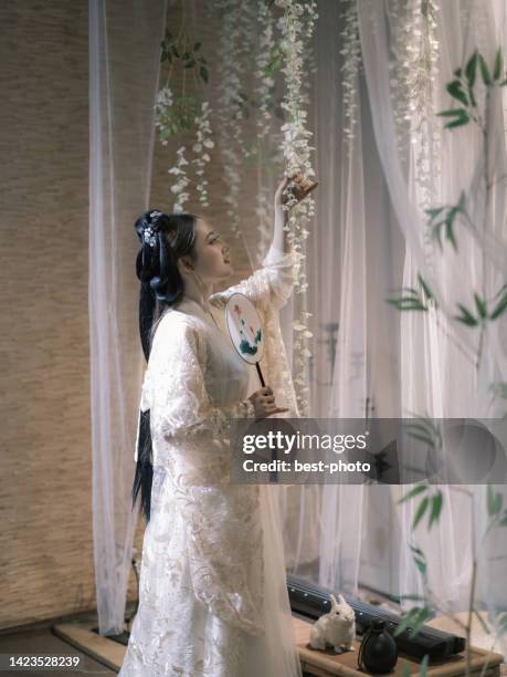 girl wearing ancient chinese clothes - bestphoto stock pictures, royalty-free photos & images