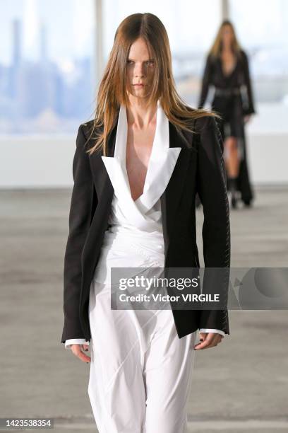 Model walks the runway during the Peter Do Ready to Wear Spring/Summer 2023 fashion show as part of the New York Fashion Week on September 13, 2022...