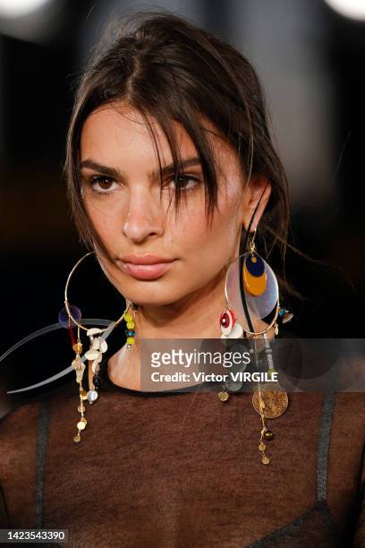 Emily Ratajkowski walks the runway during the Tory Burch Ready to Wear Spring/Summer 2023 fashion show as part of the New York Fashion Week on...