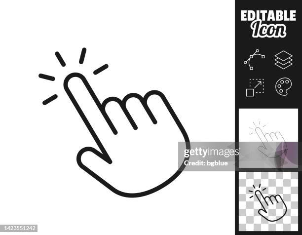 illustrazioni stock, clip art, cartoni animati e icone di tendenza di fare clic con il cursore a mano. icona per il design. facilmente modificabile - dito della mano