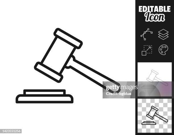 ilustraciones, imágenes clip art, dibujos animados e iconos de stock de juez gavel. icono para el diseño. fácilmente editable - puja