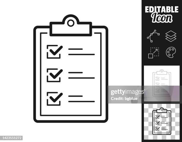 clipboard with checklist. icon for design. easily editable - binder clip vector stock illustrations