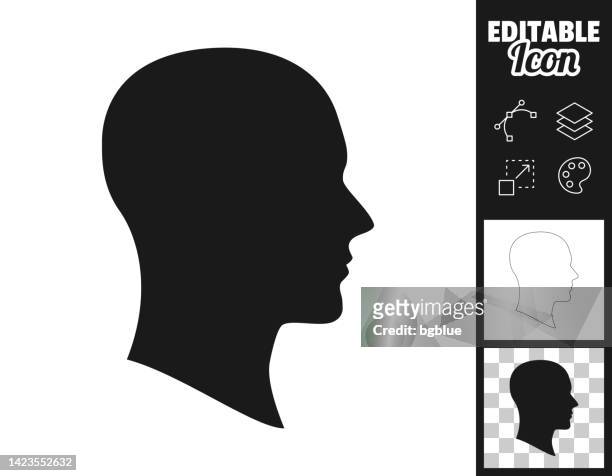 head profile. icon for design. easily editable - human head outline stock illustrations